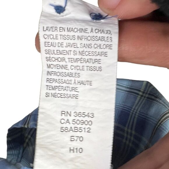 Timberland Men's Blue Button Down Hydro Blocker Long Sleeve Checkered Shirt Sz L - Picture 6 of 12